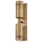 Pratt 2 Light Outdoor Wall Spotlight - Heritage Brass