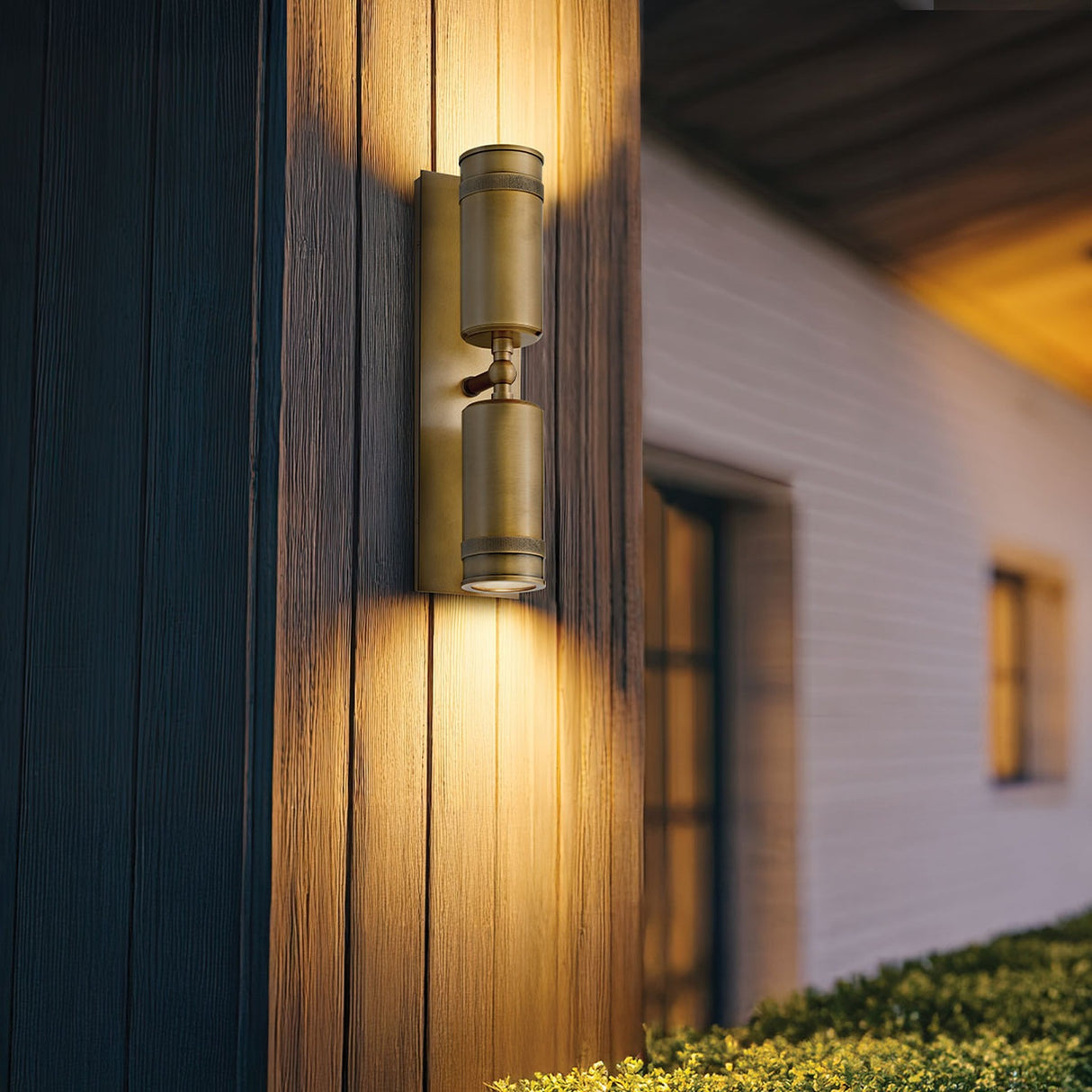 Pratt 2 Light Outdoor Wall Spotlight - Heritage Brass