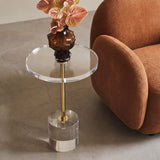 Hollywood Side Table - Clear with Brass