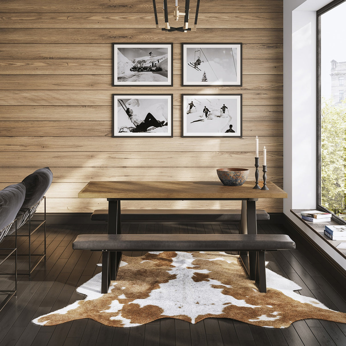 Hyde Dining Table - Whiskey with Black