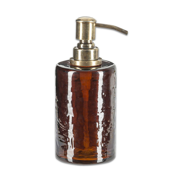 Ilcoso Recycled Hammered Glass Soap Dispenser - Amber