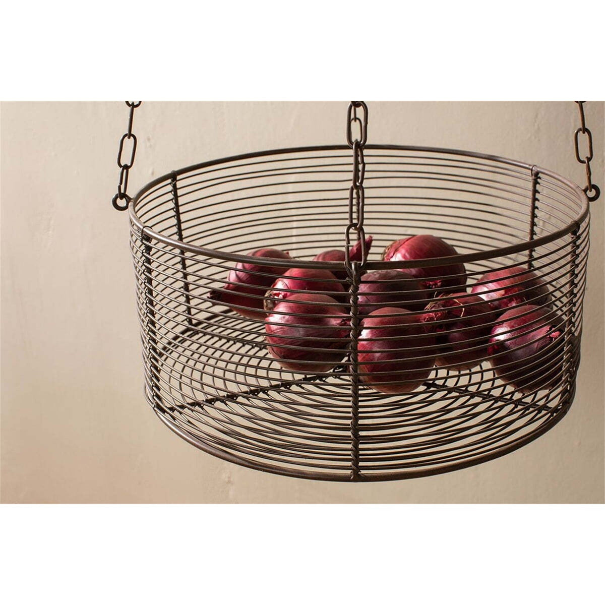 Inkollu Three Tier Hanging Storage Basket - Aged Brass