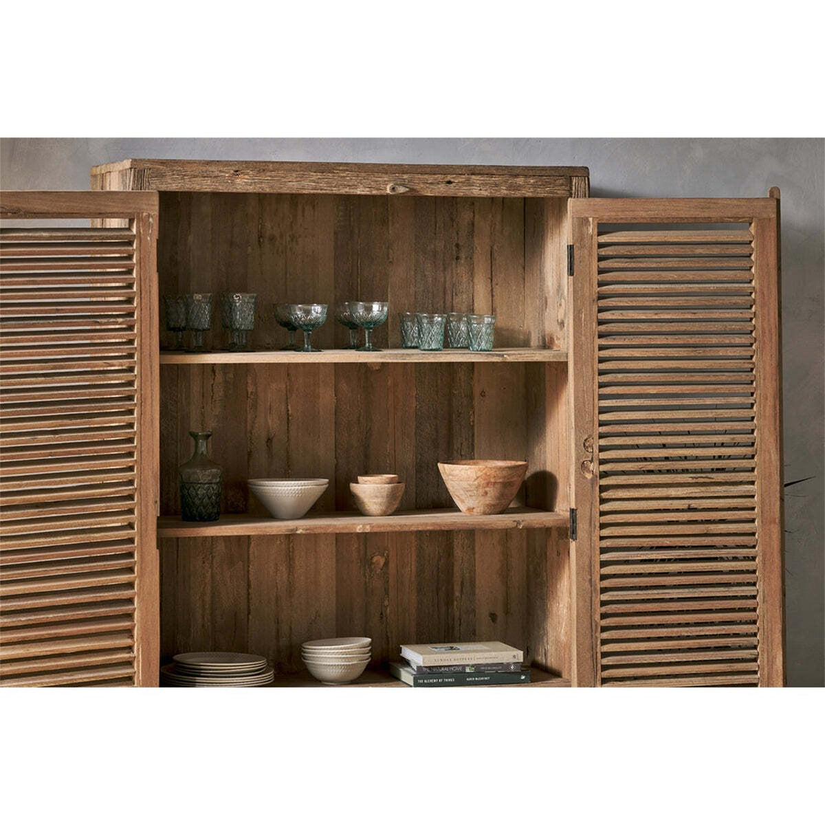 Ibo Large Reclaimed Wooden Slatted Cabinet - Natural