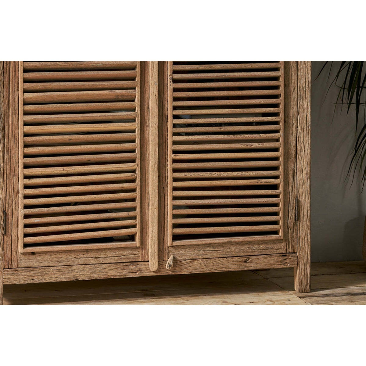 Ibo Large Reclaimed Wooden Slatted Cabinet - Natural
