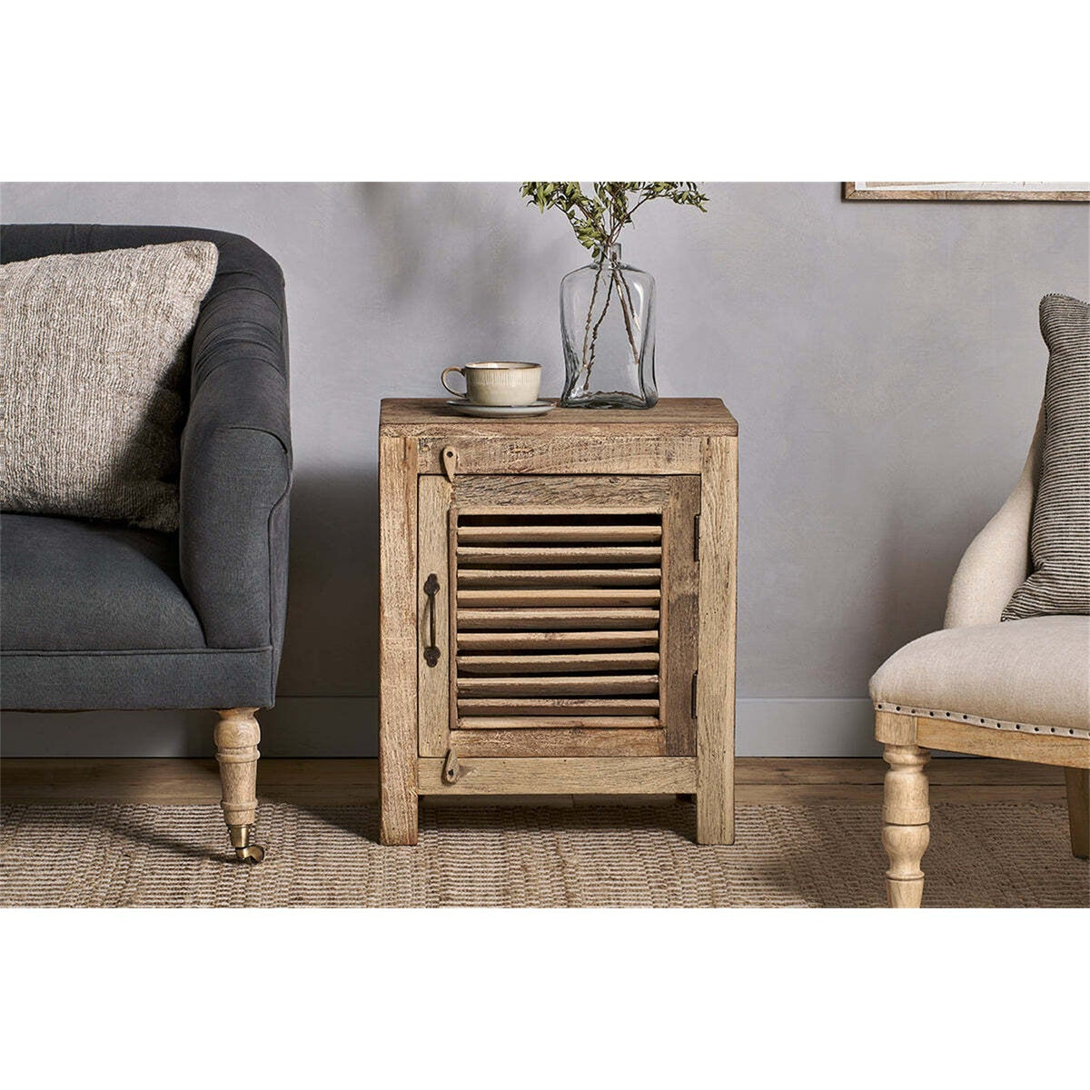 Ibo Small Reclaimed Wooden Slatted Cabinet - Natural