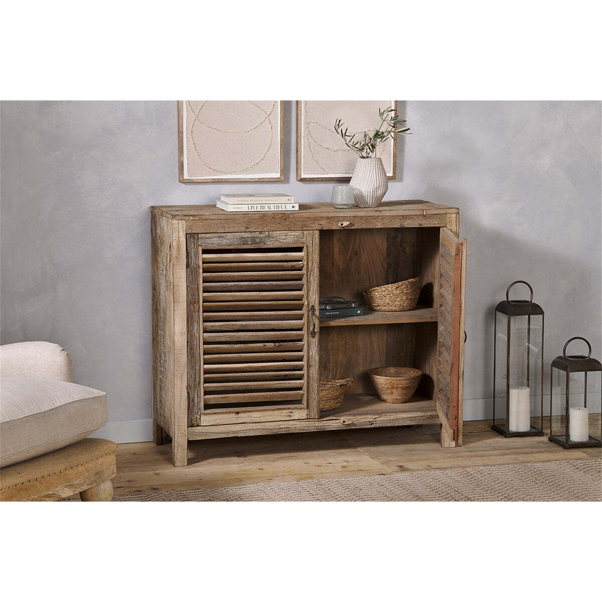 Ibo Reclaimed Wood Slatted Sideboard - Natural