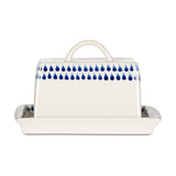 Indigo Drop Ceramic Butter Dish - Cream & Indigo