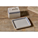 Indigo Drop Ceramic Butter Dish - Cream & Indigo