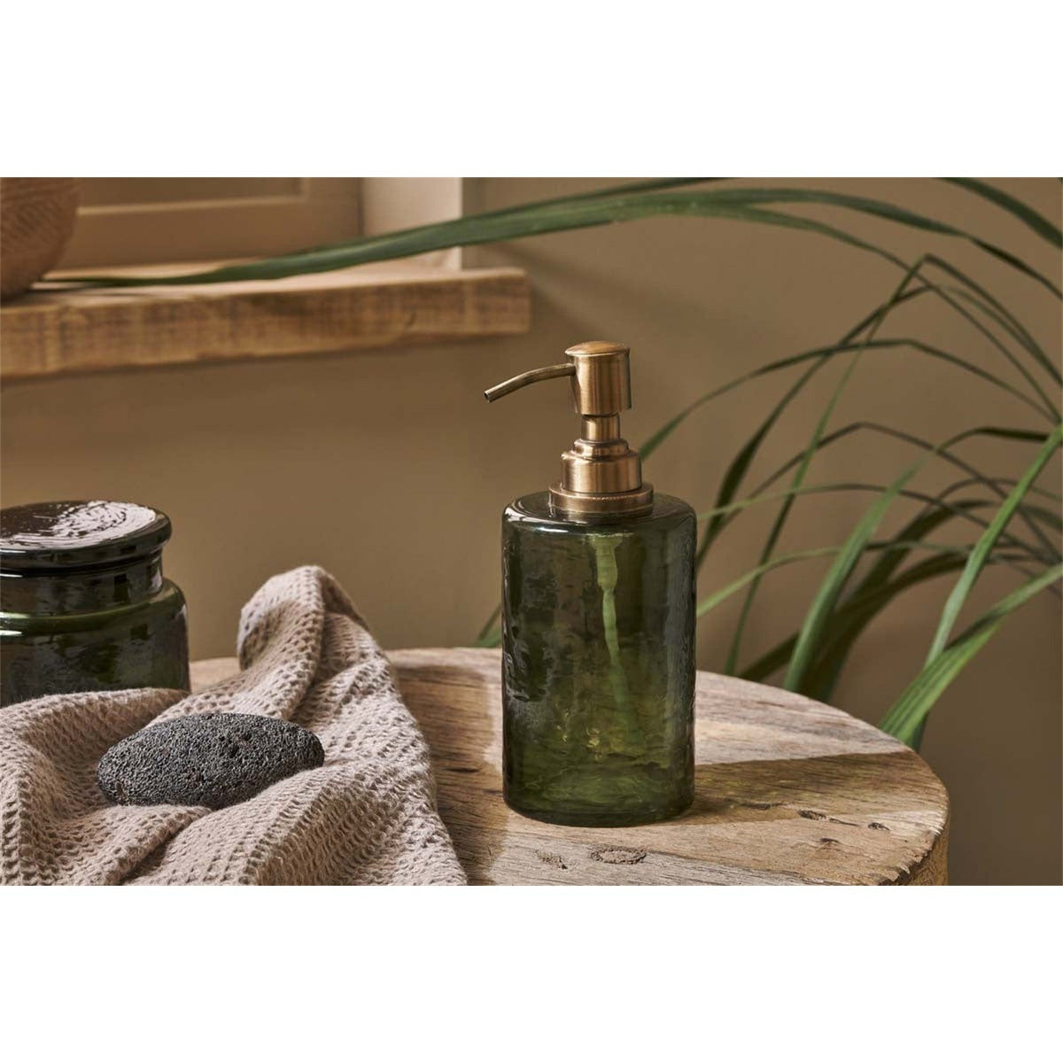 Ilcoso Recycled Hammered Glass Soap Dispenser - Green