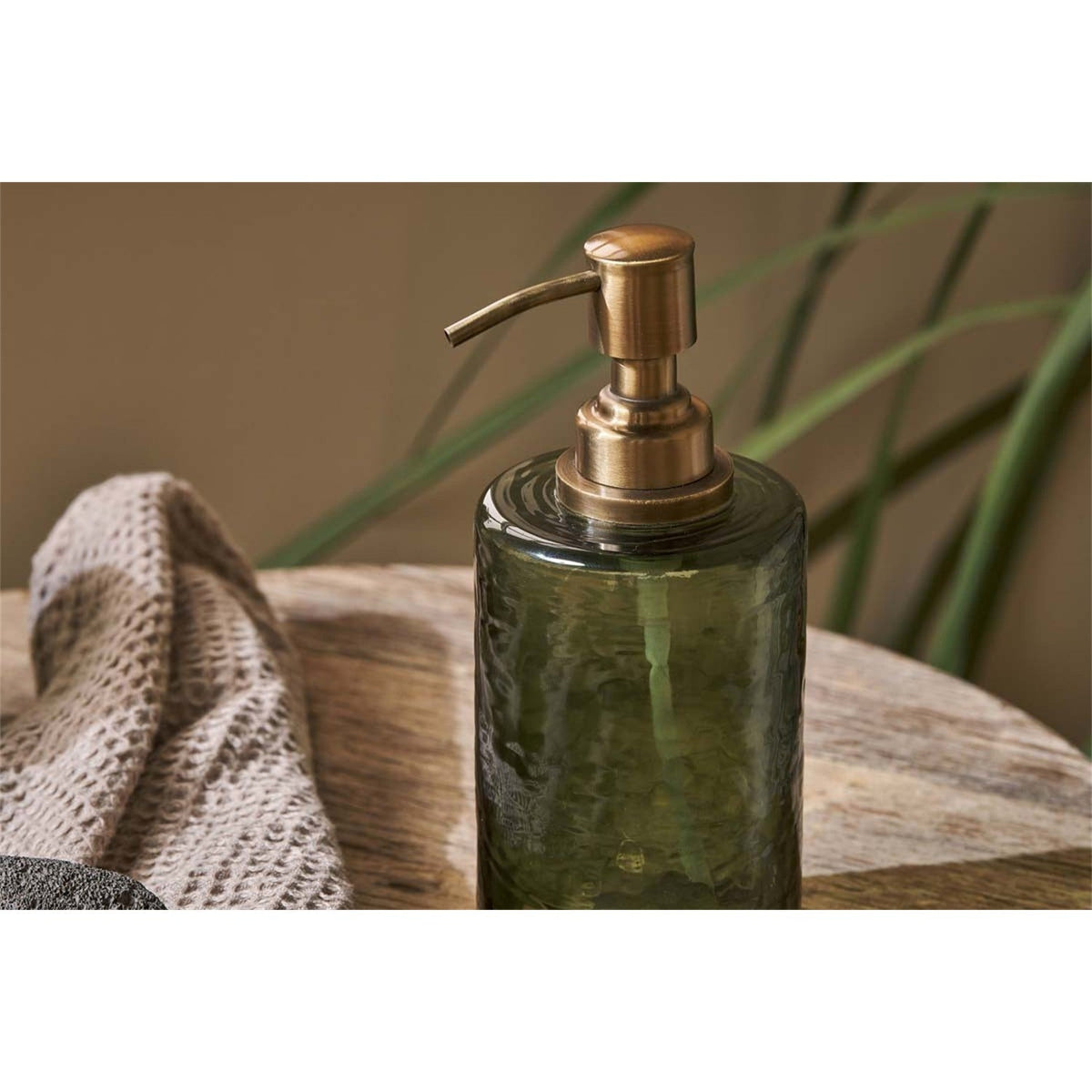 Ilcoso Recycled Hammered Glass Soap Dispenser - Green