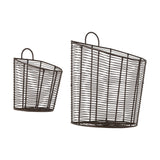Inkollu Wall Hung Storage Basket - Aged Brass - Set of 2