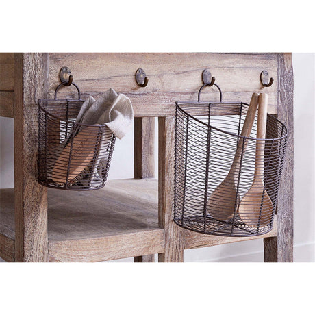 Inkollu Wall Hung Storage Basket - Aged Brass - Set of 2
