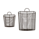 Inkollu Wall Hung Storage Basket - Aged Brass - Set of 2