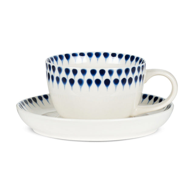 Indigo Drop Ceramic Cup and Saucer - Indigo
