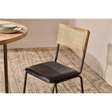 Iswa Leather & Cane Dining Chair - Black