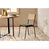 Iswa Leather & Cane Dining Chair - Green