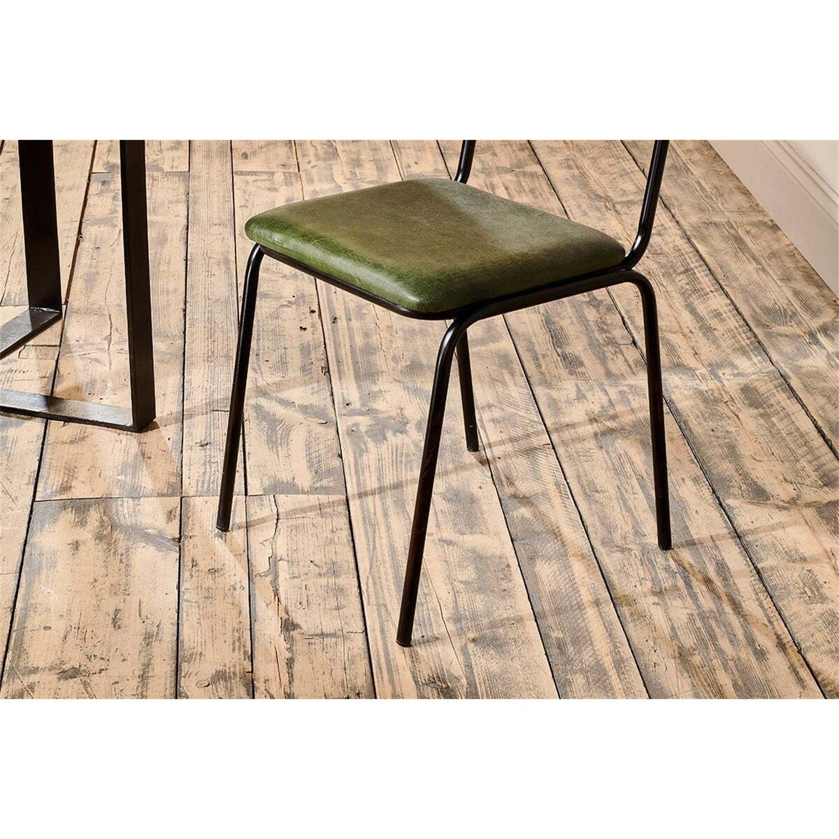 Iswa Leather & Cane Dining Chair - Green