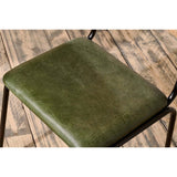 Iswa Leather & Cane Dining Chair - Green