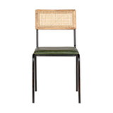 Iswa Leather & Cane Dining Chair - Green