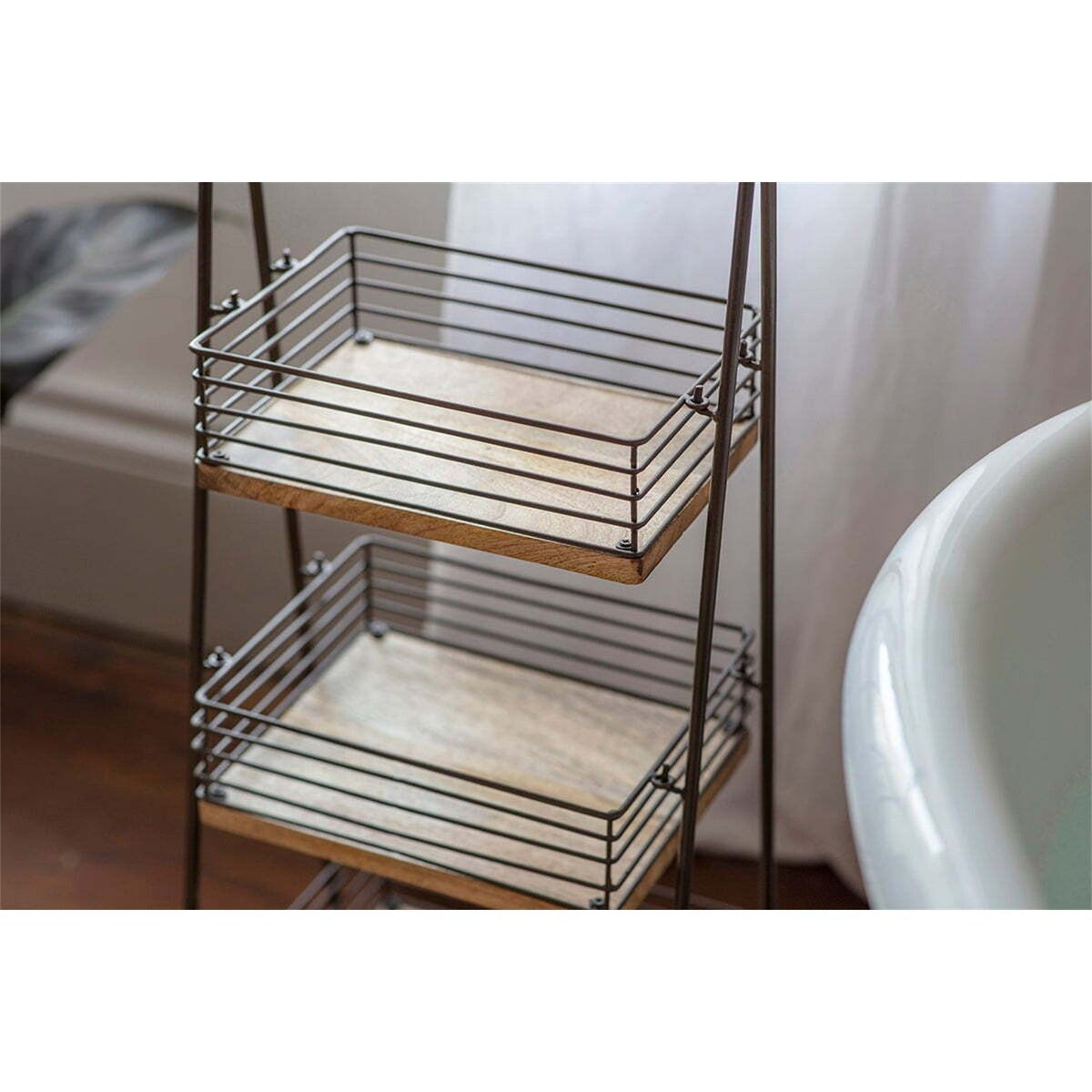 Indore Mango Wood Caddy - Aged Brass