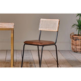 Iswa Leather & Cane Dining Chair - Tan