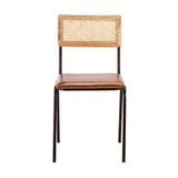 Iswa Leather & Cane Dining Chair - Tan