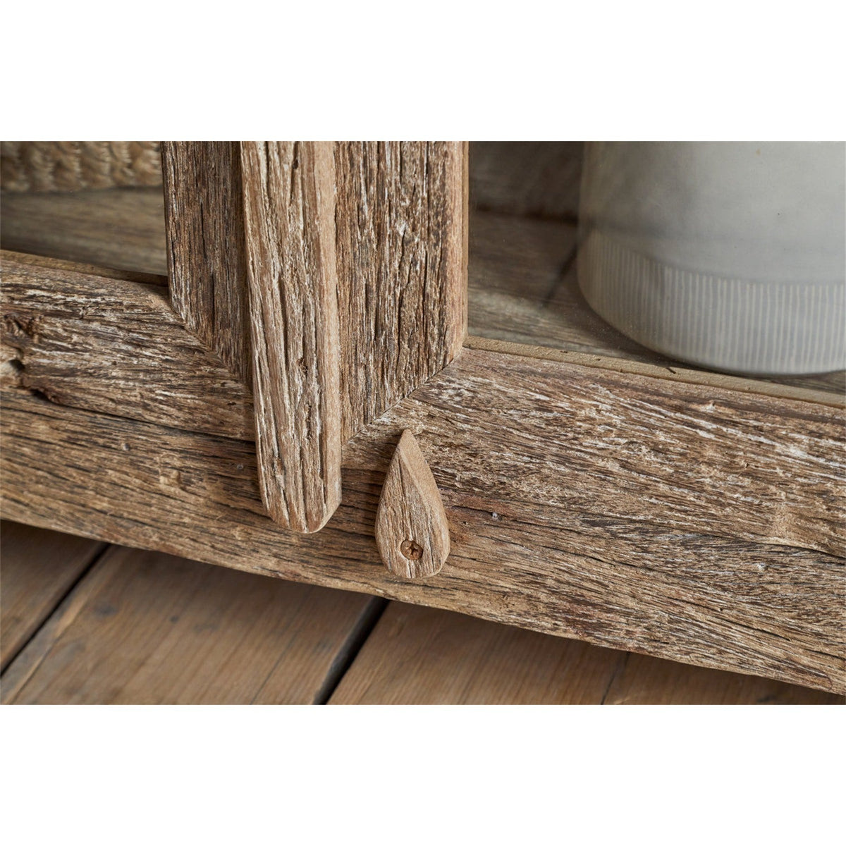 Ibo Wide Reclaimed Wood & Glass Display Cabinet - Natural