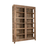 Ibo Wide Reclaimed Wood & Glass Display Cabinet - Natural