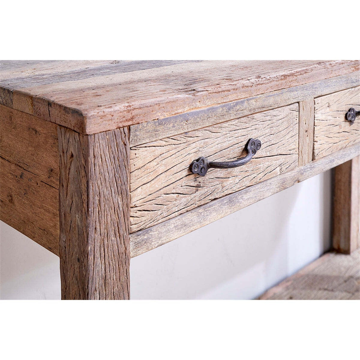 Ibo Reclaimed Wood 3 Drawer Console Table - Natural