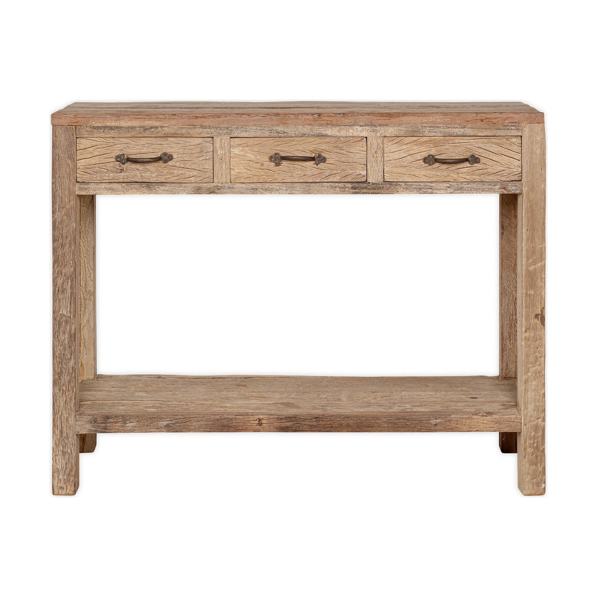 Ibo Reclaimed Wood 3 Drawer Console Table - Natural