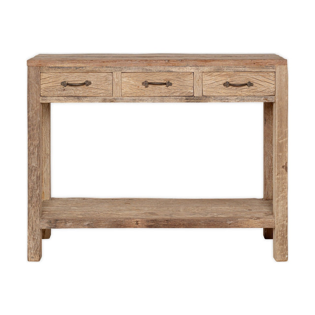 Ibo Reclaimed Wood 3 Drawer Console Table - Natural