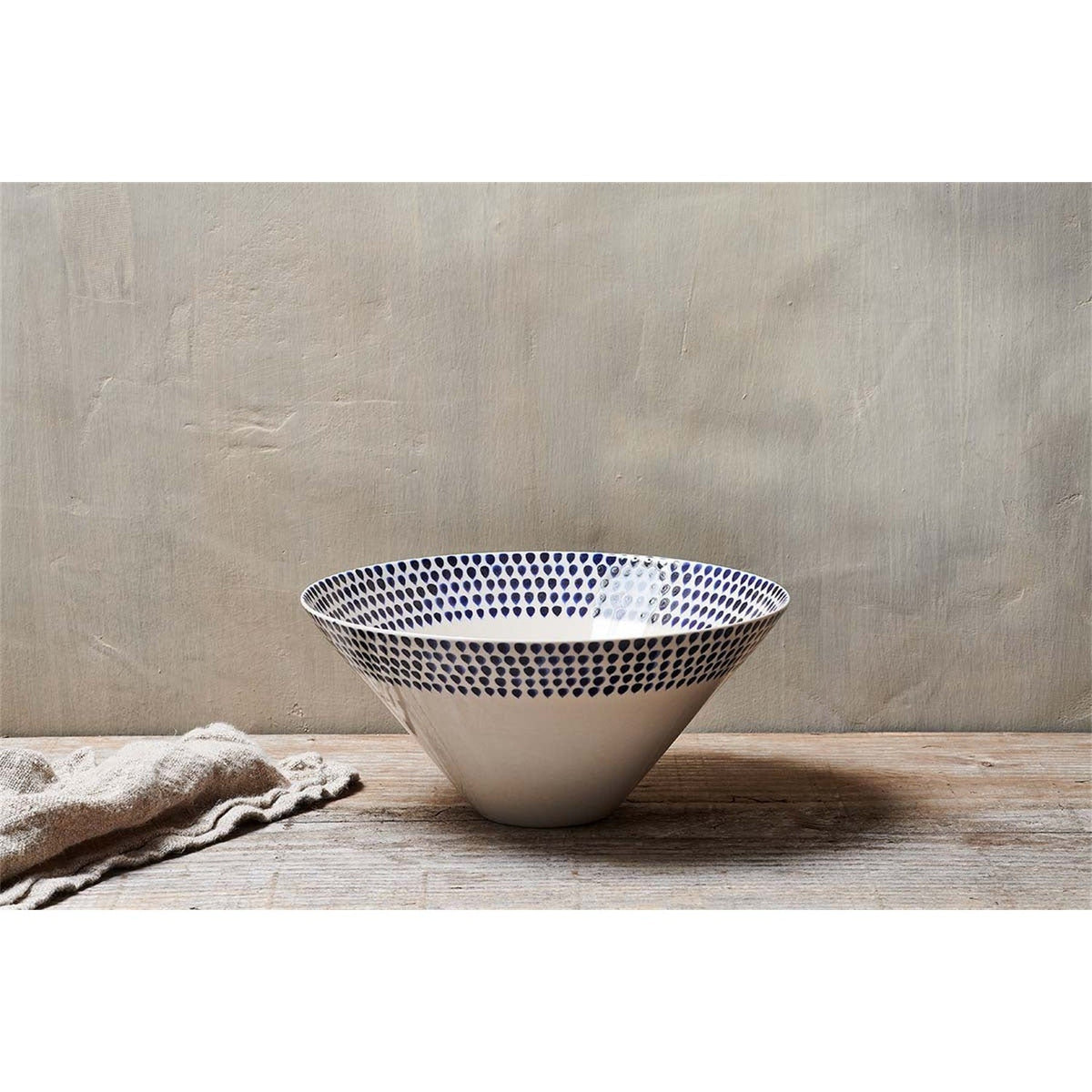 Indigo Drop Large Serving Bowl - Cream & Indigo