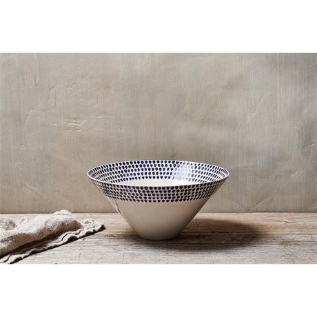 Indigo Drop Large Serving Bowl - Cream & Indigo