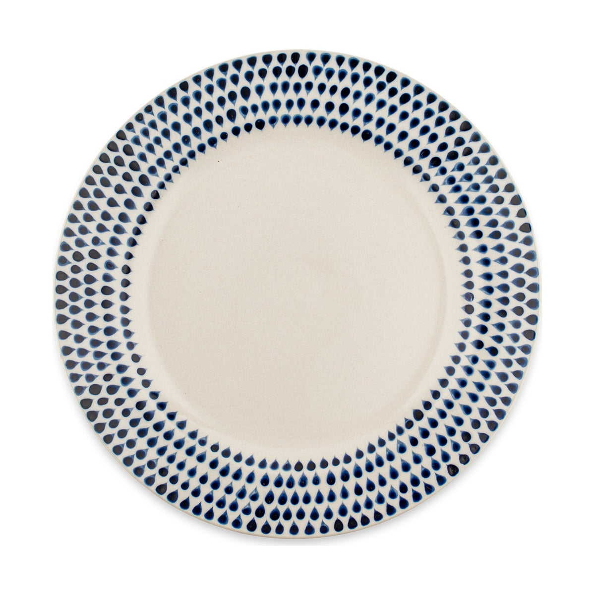 Indigo Drop Ceramic Dinner Plate - Cream & Indigo