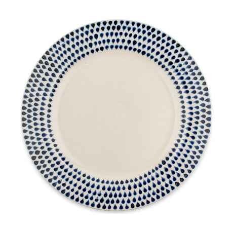 Indigo Drop Ceramic Dinner Plate - Cream & Indigo