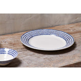 Indigo Drop Ceramic Dinner Plate - Cream & Indigo