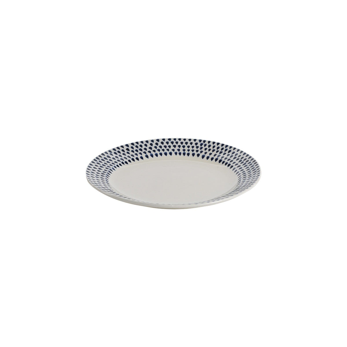 Indigo Drop Ceramic Dinner Plate - Cream & Indigo