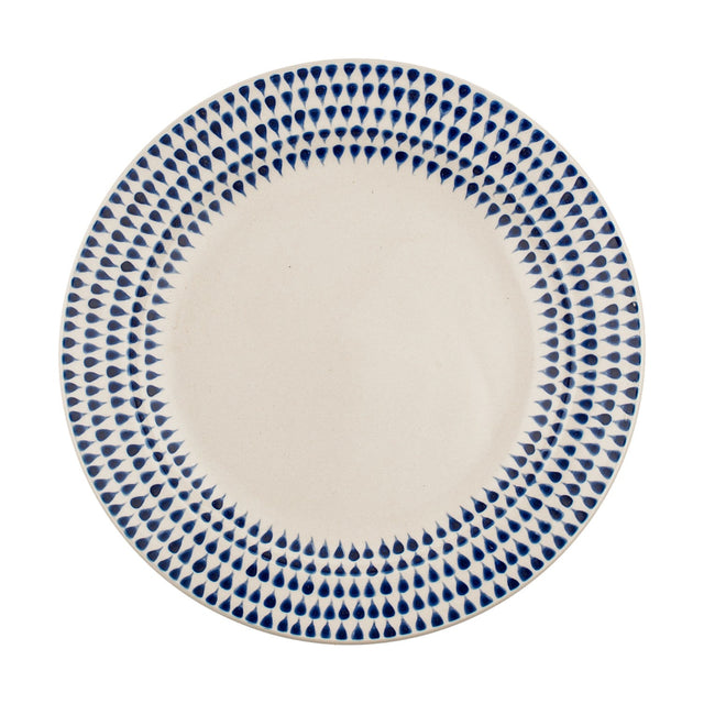 Indigo Drop Ceramic Side Plate - Cream & Indigo