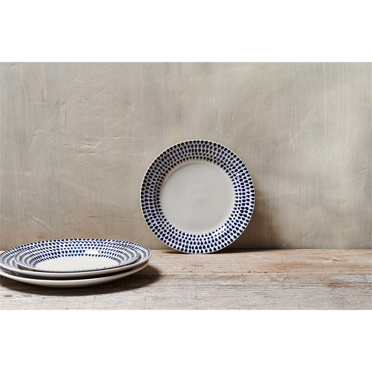 Indigo Drop Ceramic Side Plate - Cream & Indigo