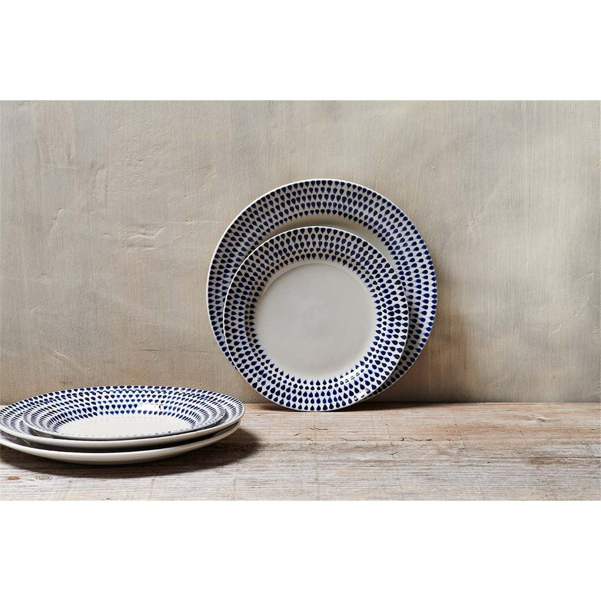 Indigo Drop Ceramic Side Plate - Cream & Indigo