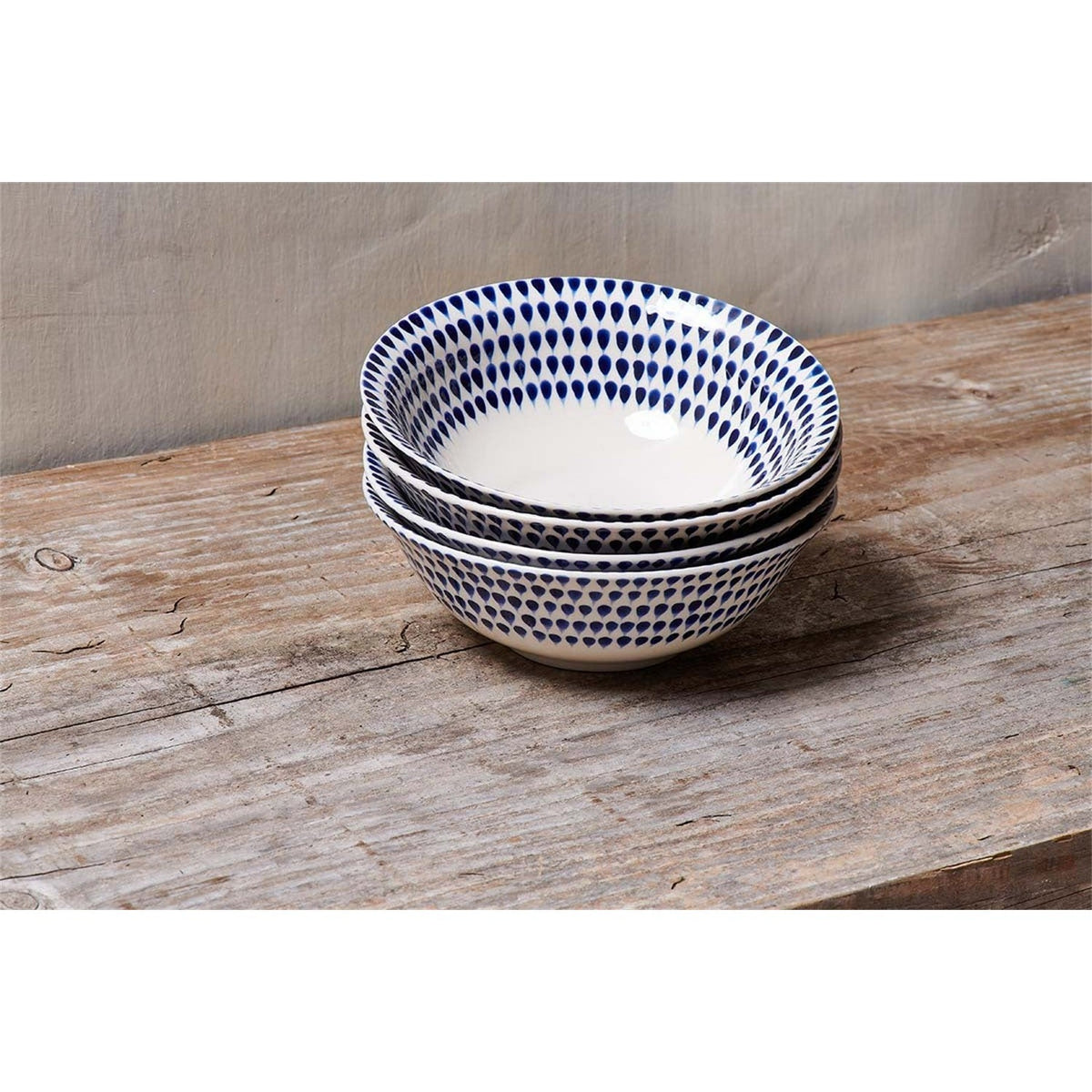 Indigo Drop Cereal Bowl - Cream & Indigo