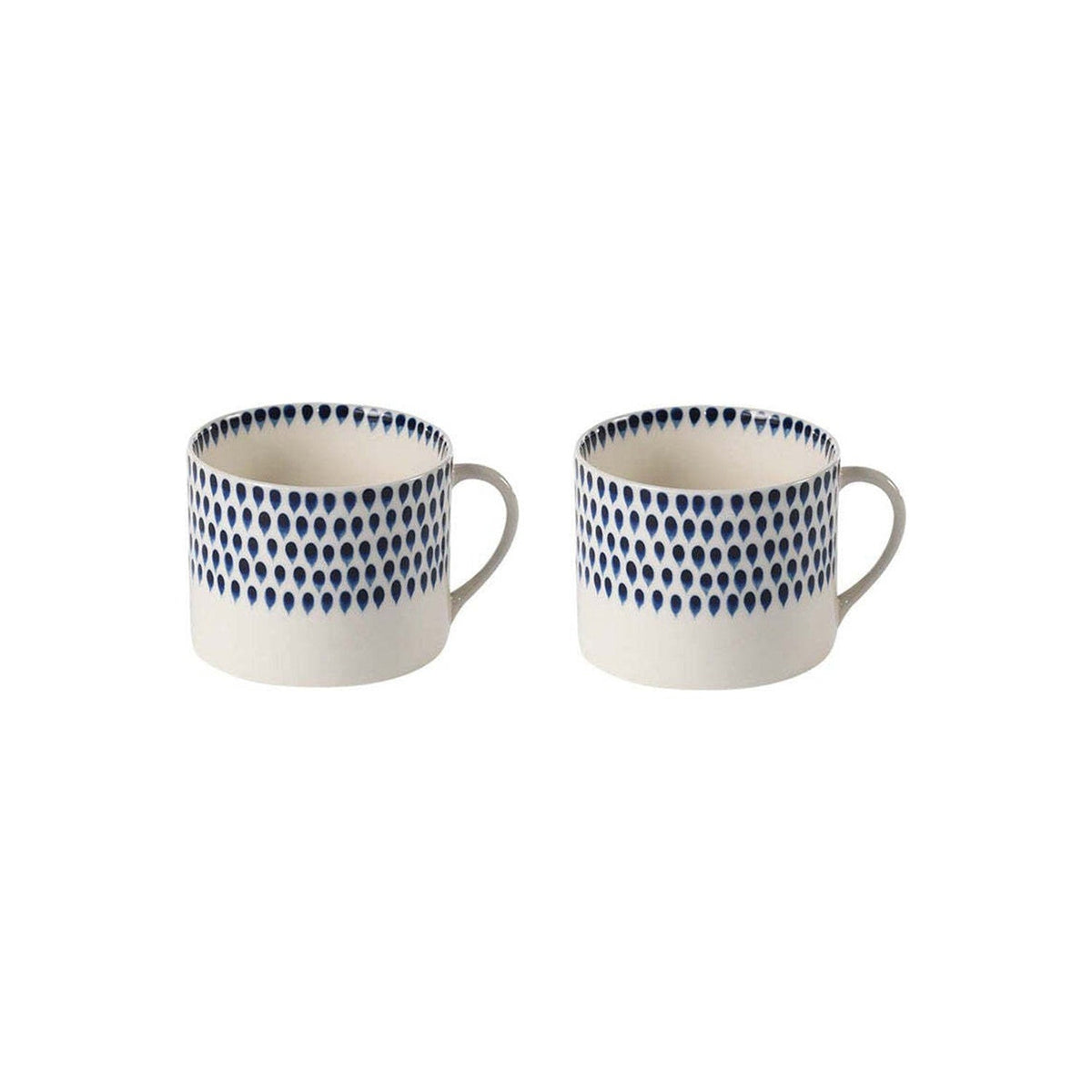 Indigo Drop Large Mug - Cream & Indigo - Set of 2