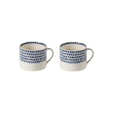 Indigo Drop Large Mug - Cream & Indigo - Set of 2