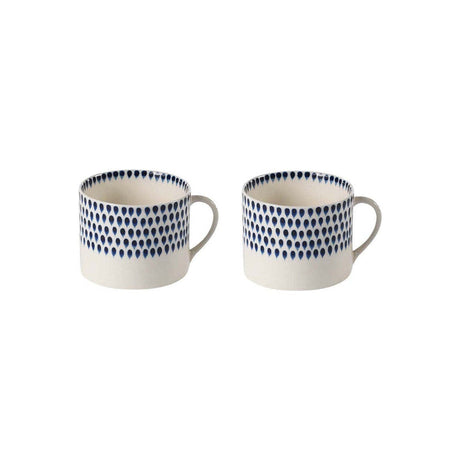 Indigo Drop Large Mug - Cream & Indigo - Set of 2