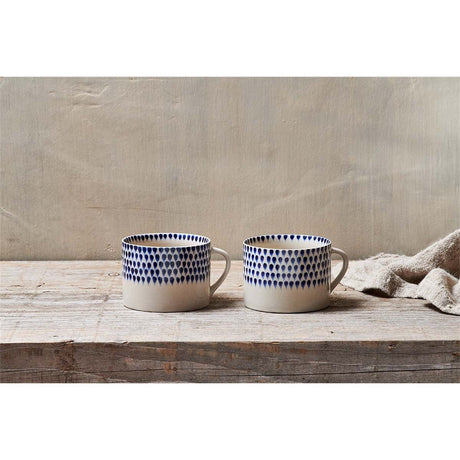 Indigo Drop Large Mug - Cream & Indigo - Set of 2