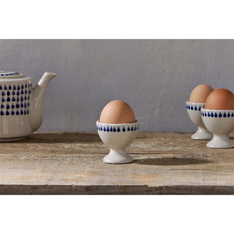 Indigo Drop Ceramic Egg Cups - Cream & Indigo - Set of 2