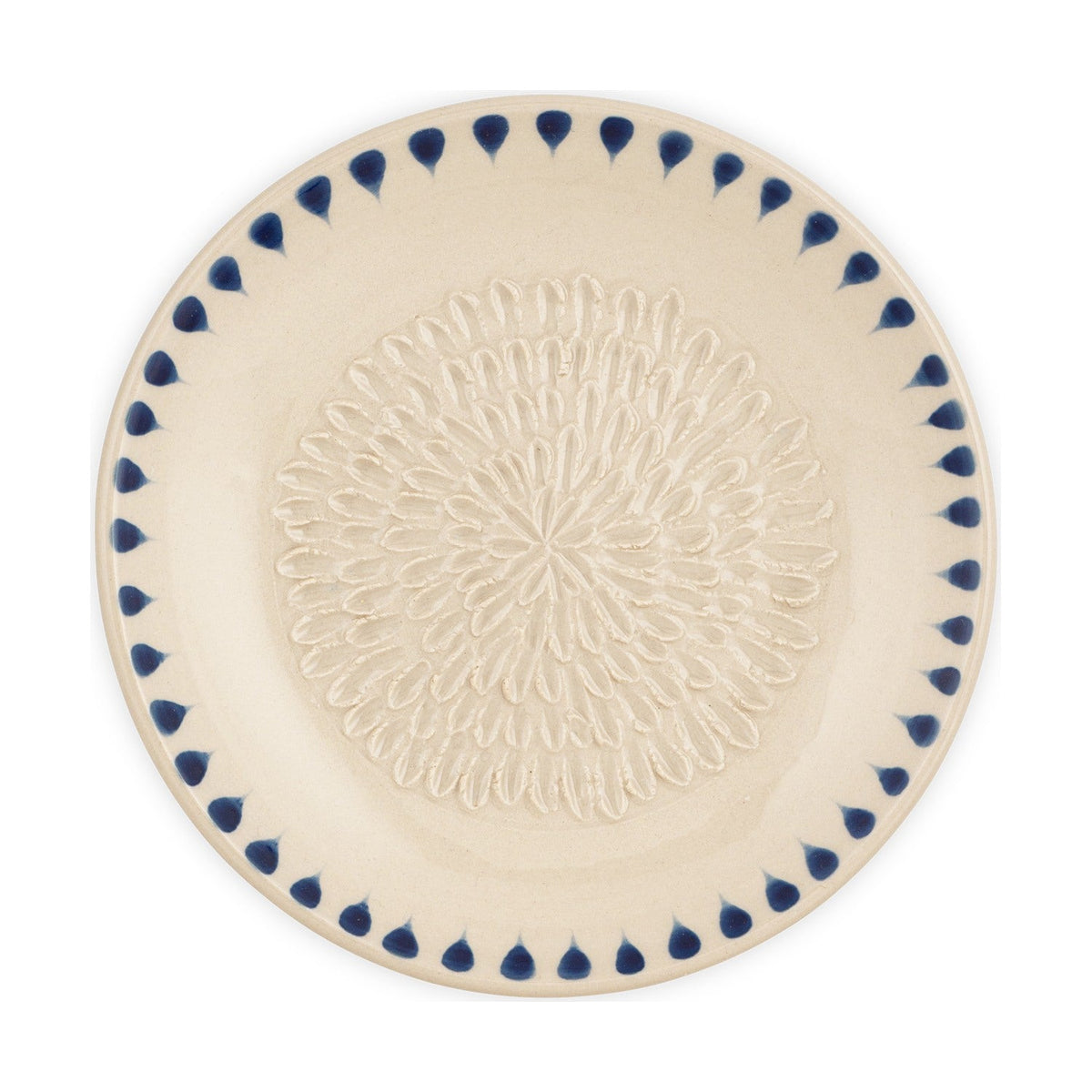 Indigo Drop Ceramic Garlic Grater - Cream & Indigo