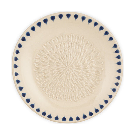 Indigo Drop Ceramic Garlic Grater - Cream & Indigo