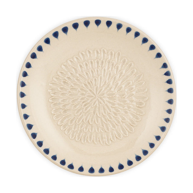Indigo Drop Ceramic Garlic Grater - Cream & Indigo