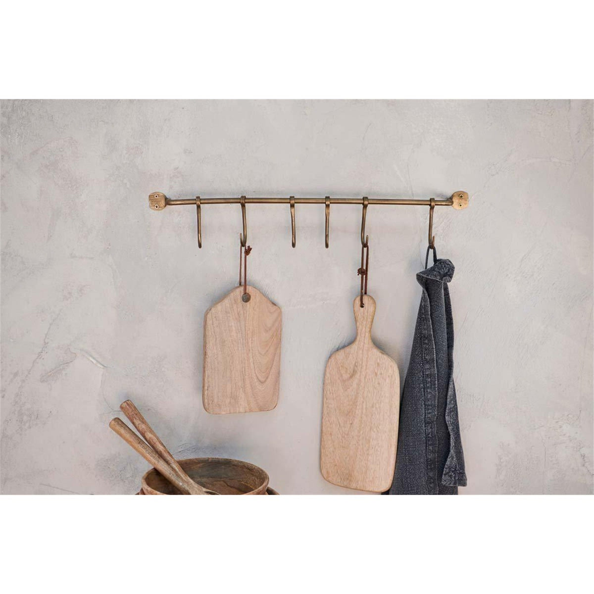 Ikoma 6 Hook Iron Wall Hooks - Antique Brass
